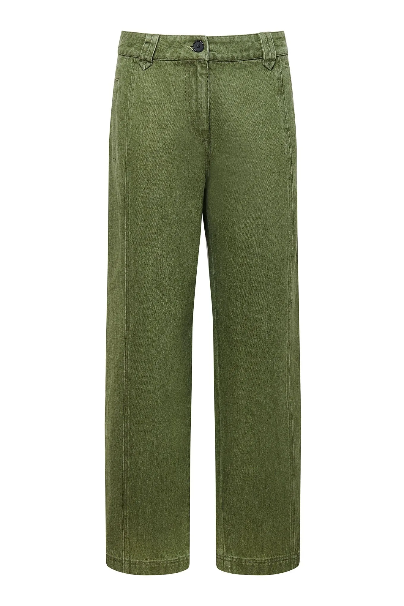 Yaka Women's Organic Cotton Twill Denim Trousers | Green Wash