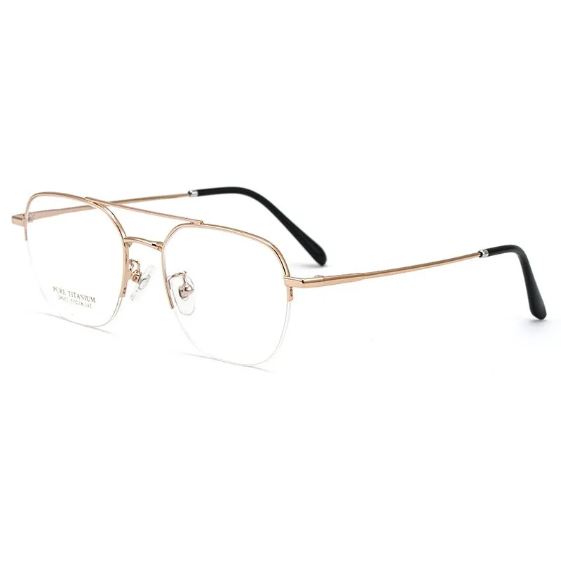Yimaruili Unisex Semi Rim Square Titanium Double Bridge Eyeglasses JP052